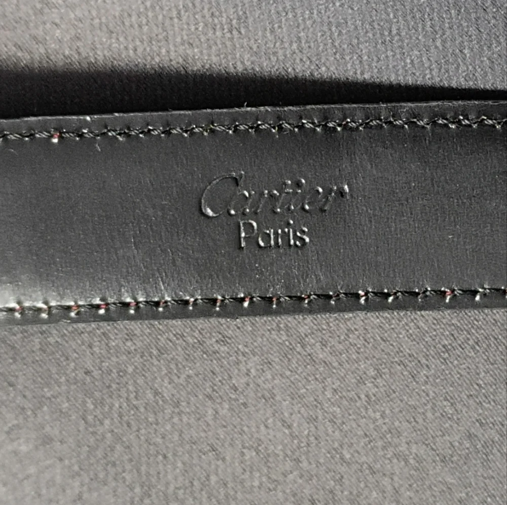 ❤️CARTIER PARIS SILVER BUCKLE WITH BLACK & BURGUNDY REVERSIBLE BELT 31-33.5 - Picture 3 of 9
